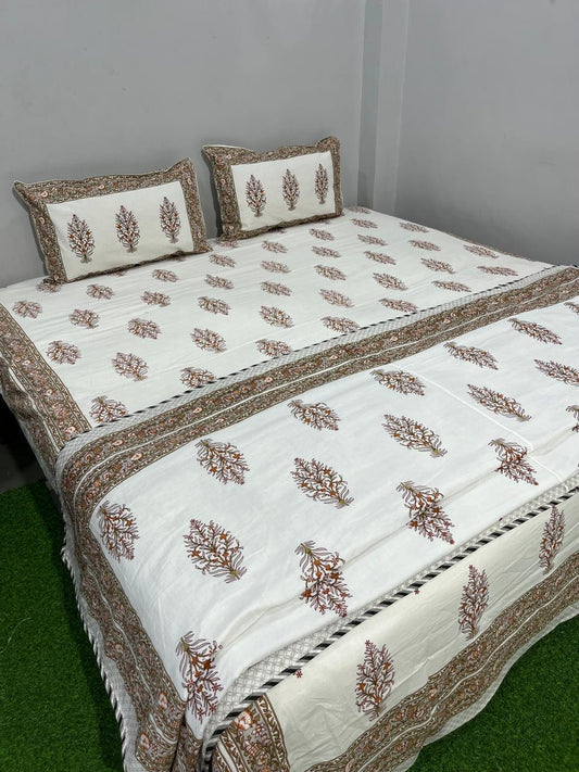 Rustique Bloom Cotton Bedsheet & Dohar Combo Set
