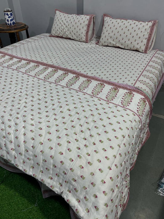 Butta Blush Cotton Bedsheet & Dohar Combo Set