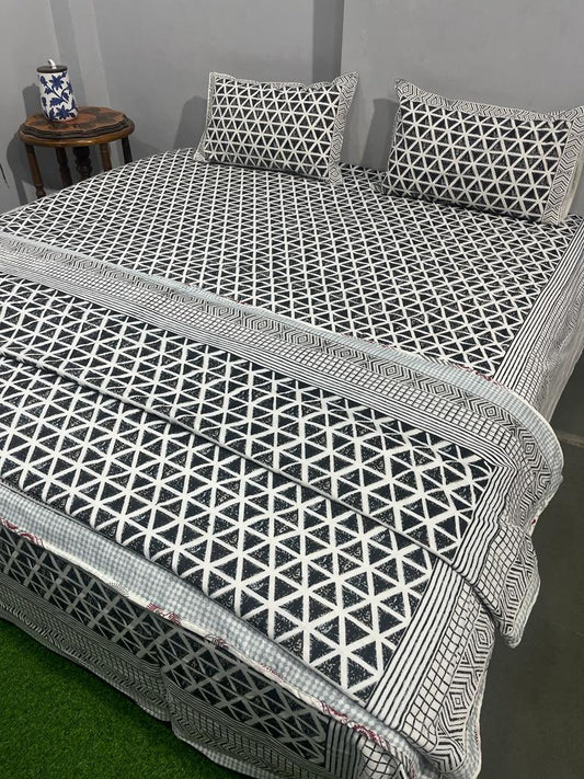 Hexa Bloom Cotton Bedsheet & Dohar Combo Set