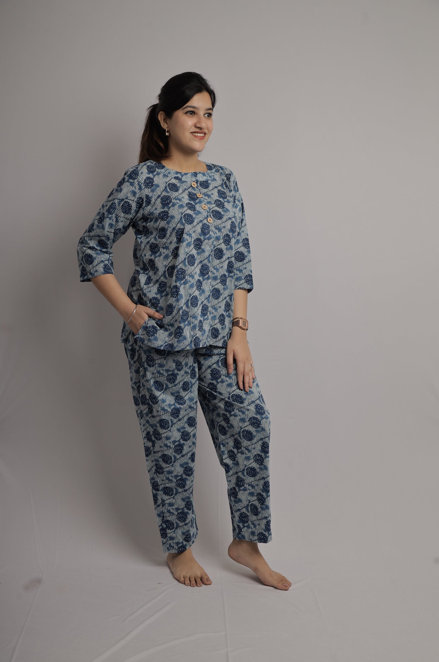 Abstract Print Baitha Collar Co-ord Set