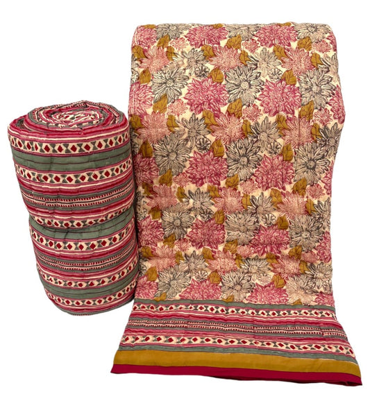 Multi Color Floral Reversible King size Quilt