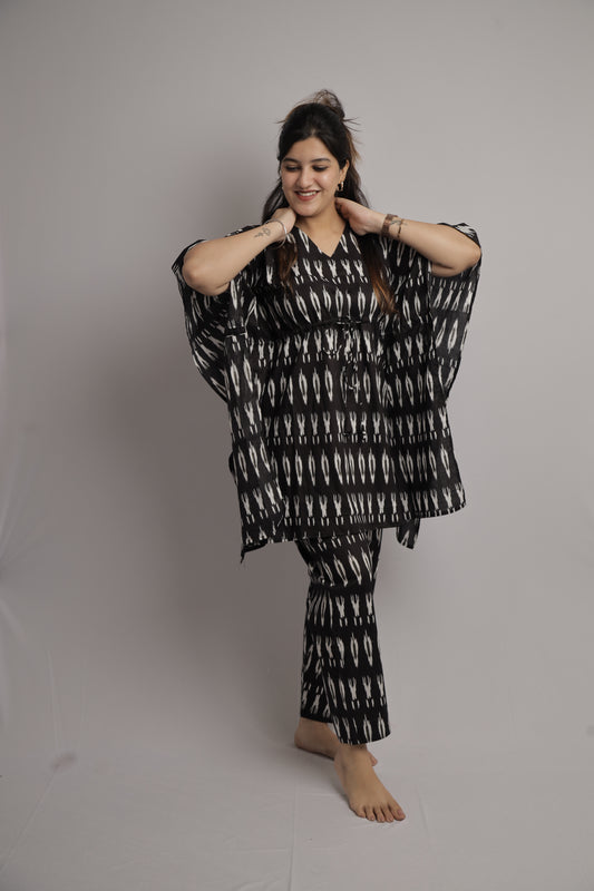 Ikkat Print Kaftan Co-ord Set