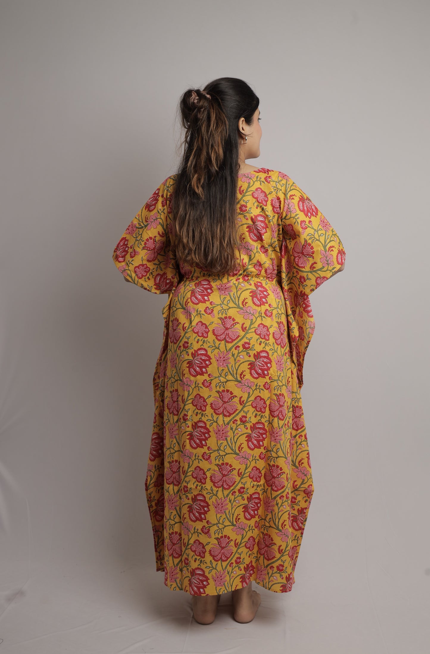Mustard Floral Kaftan Maxi