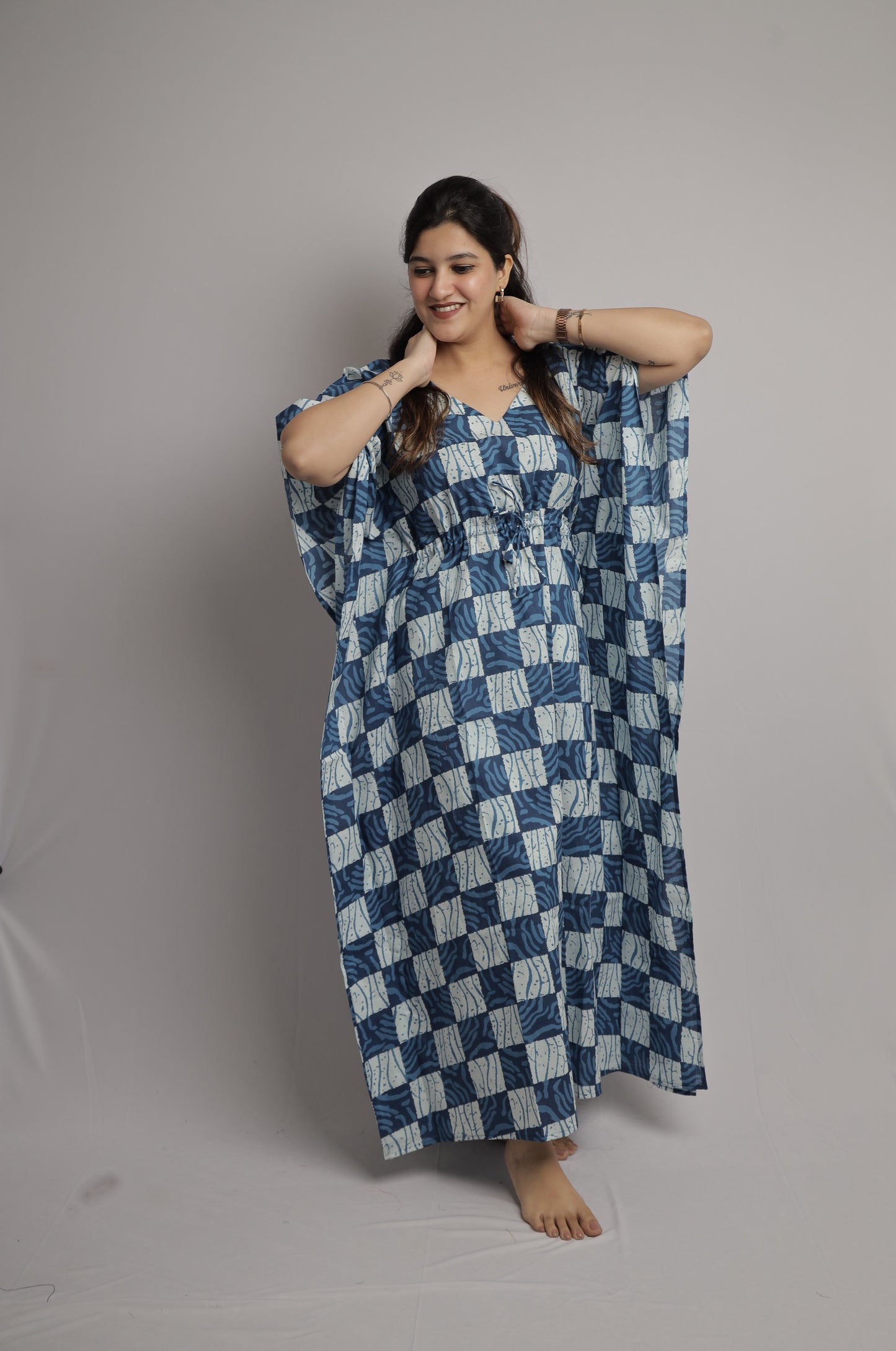 Blue Abstract Kaftan Maxi