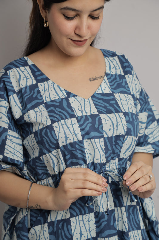 Blue Abstract Kaftan Maxi