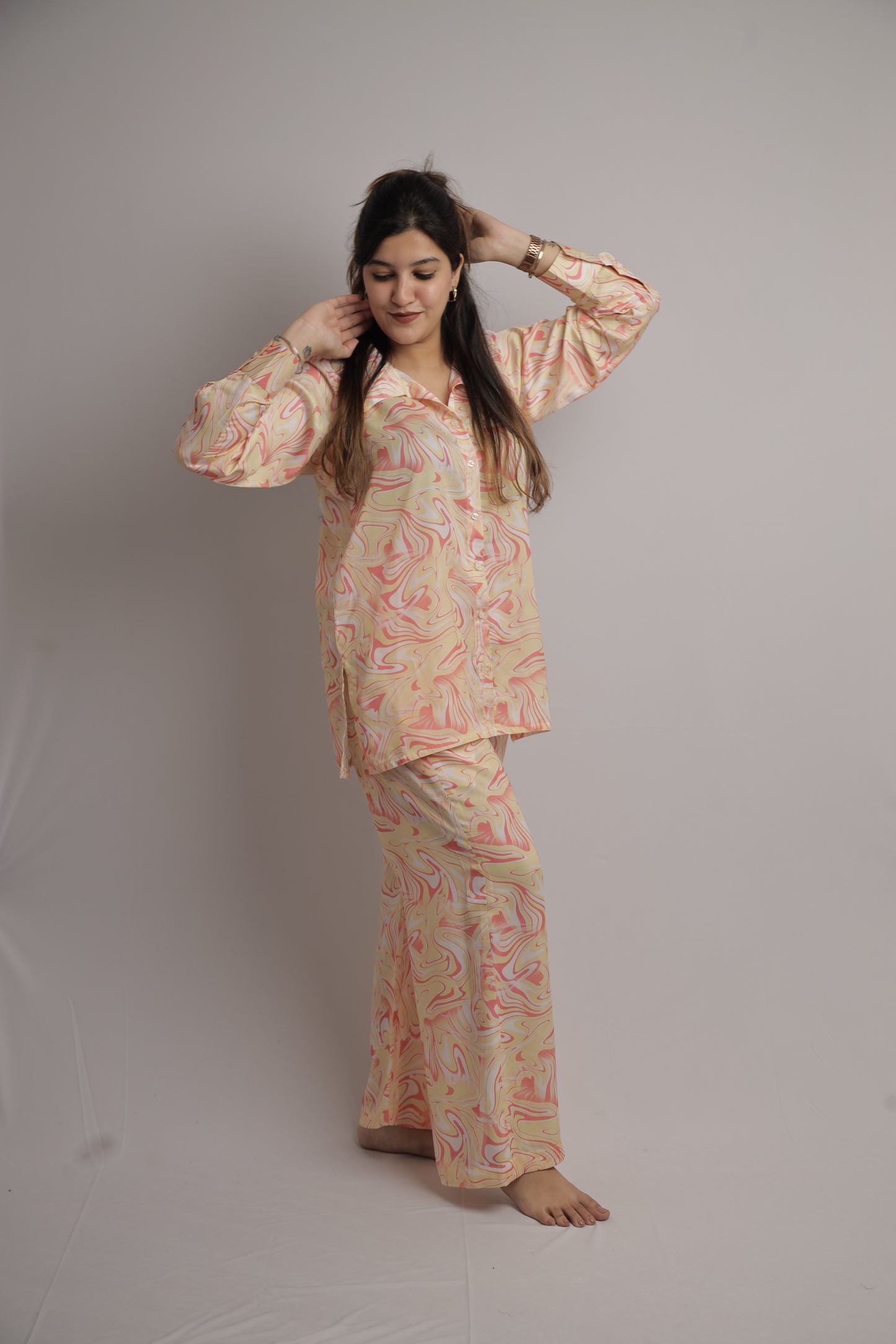 Peach Marbel Co-ord Set