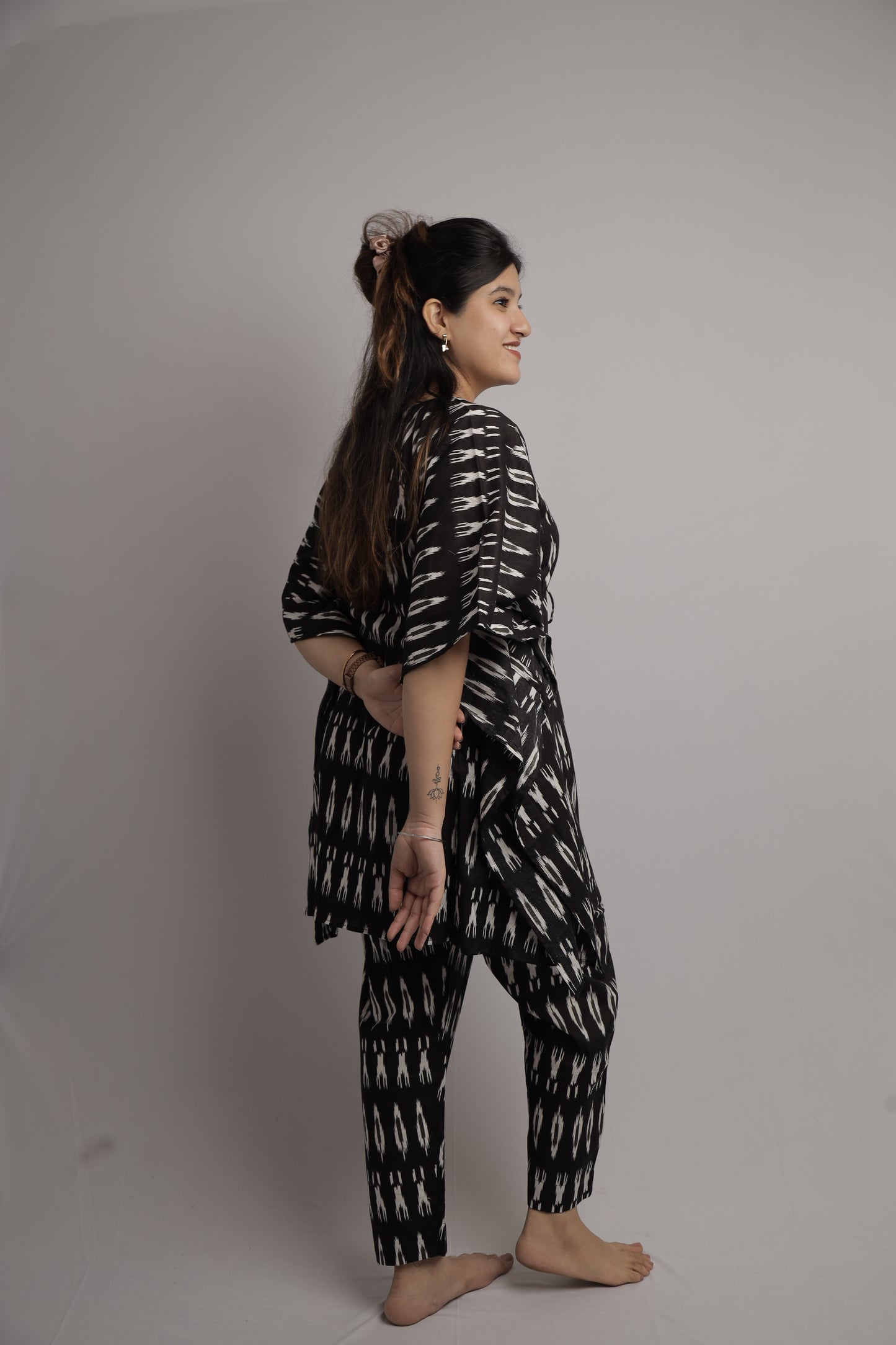 Ikkat Print Kaftan Co-ord Set