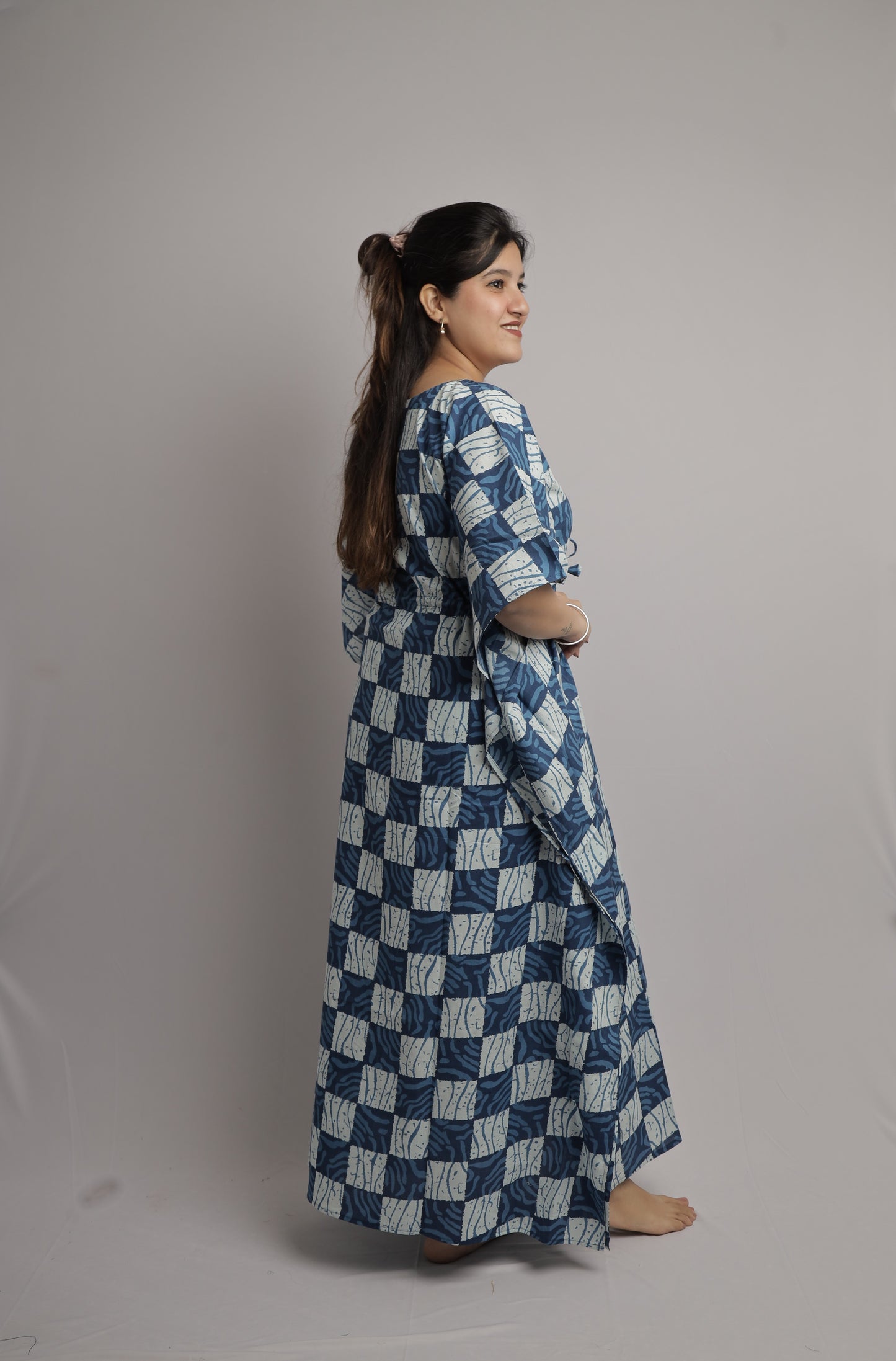 Blue Abstract Kaftan Maxi