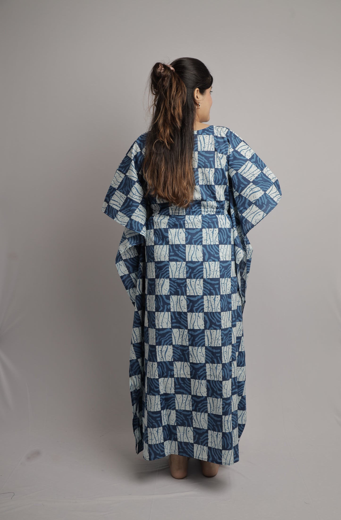 Blue Abstract Kaftan Maxi