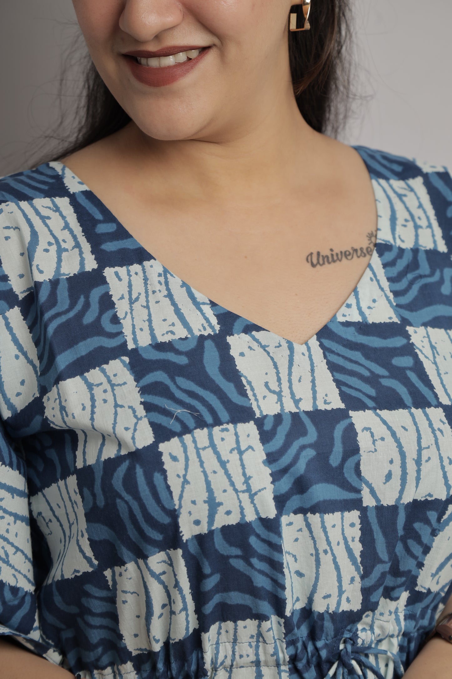 Blue Abstract Kaftan Maxi